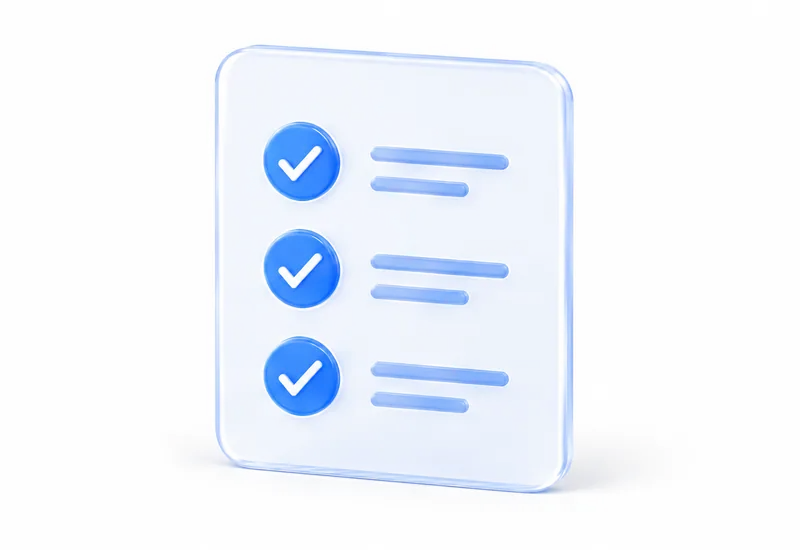 Ícono 3D de una lista de verificación con tildes