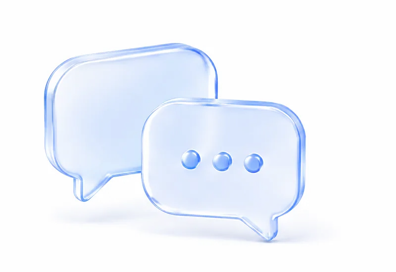 Ícono 3D de burbujas de conversación translúcidas